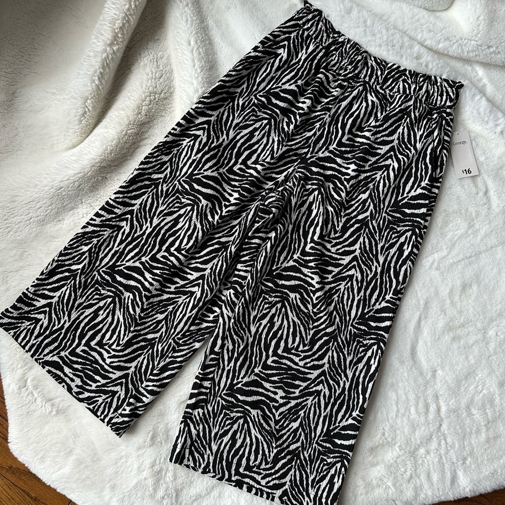 Zebra Print Wide Leg Pants